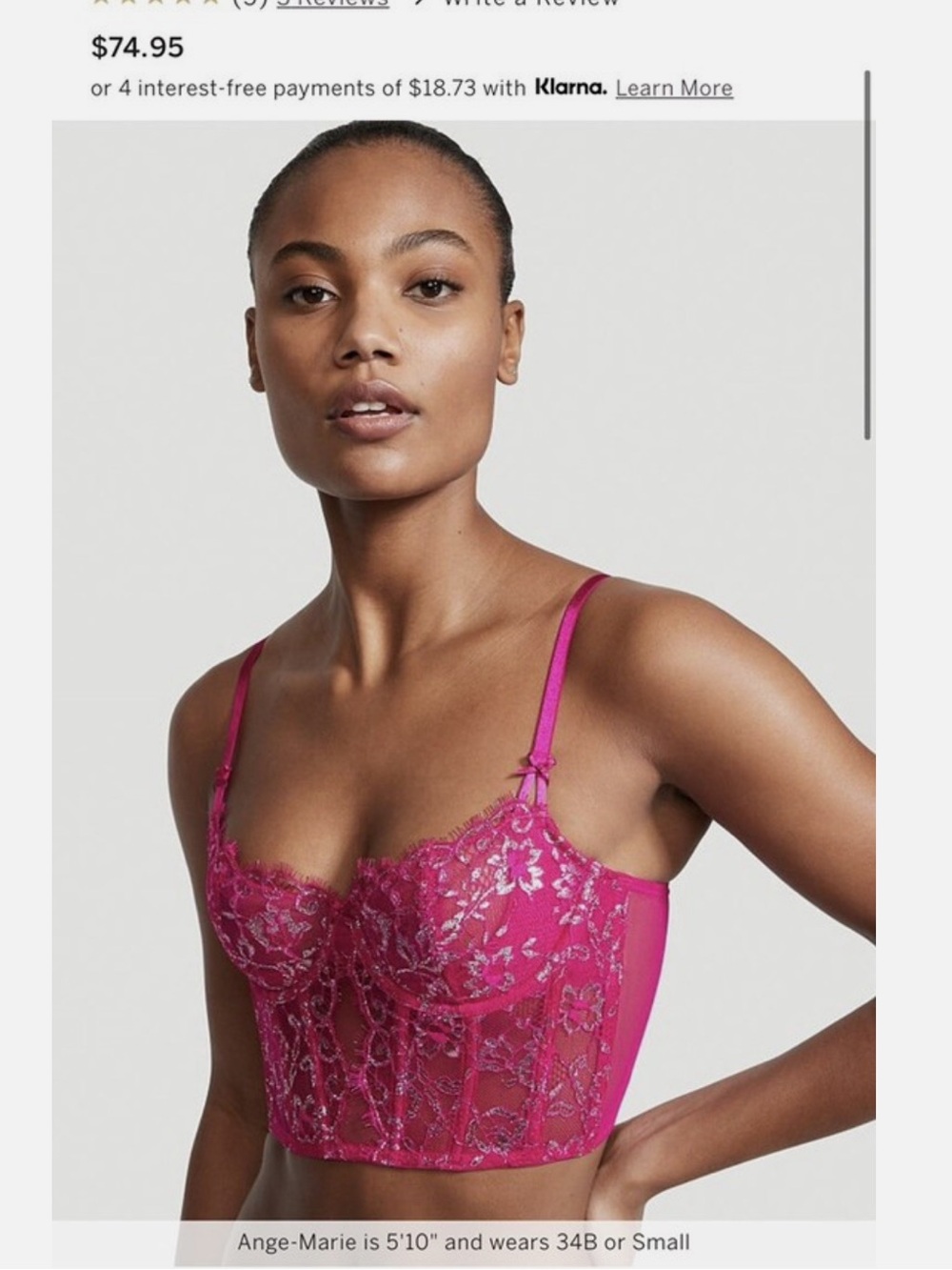 Victoria's Secret Magenta Lace Longline Bra